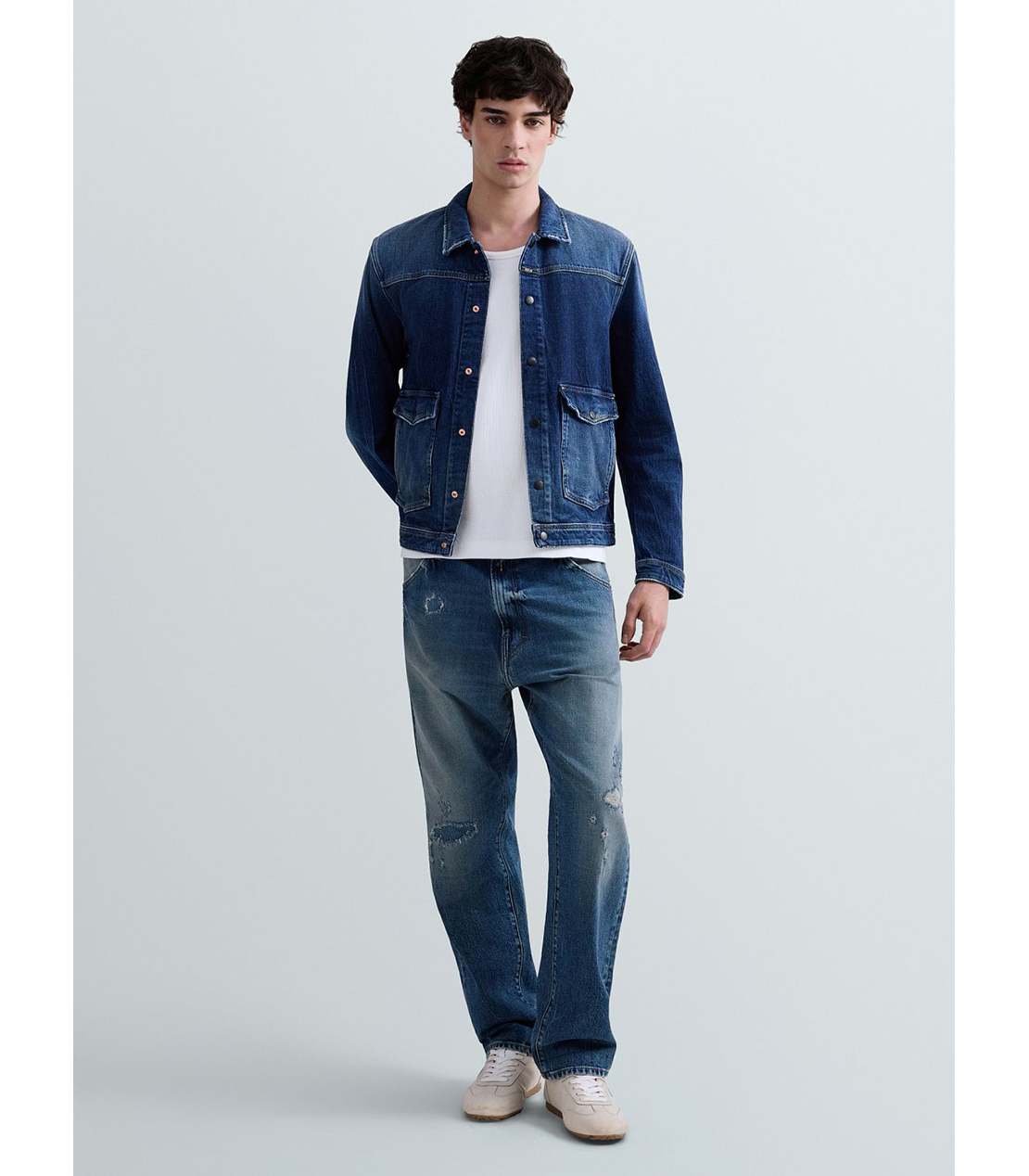 FC BAYERN着用 ヴィンテージ風 デニムジャケット 詳細画像 ダークブルー 2